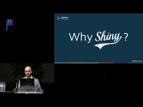 Appsilon CEO Filip Stachura presenting "Why Shiny" at useR Toulouse 2019 