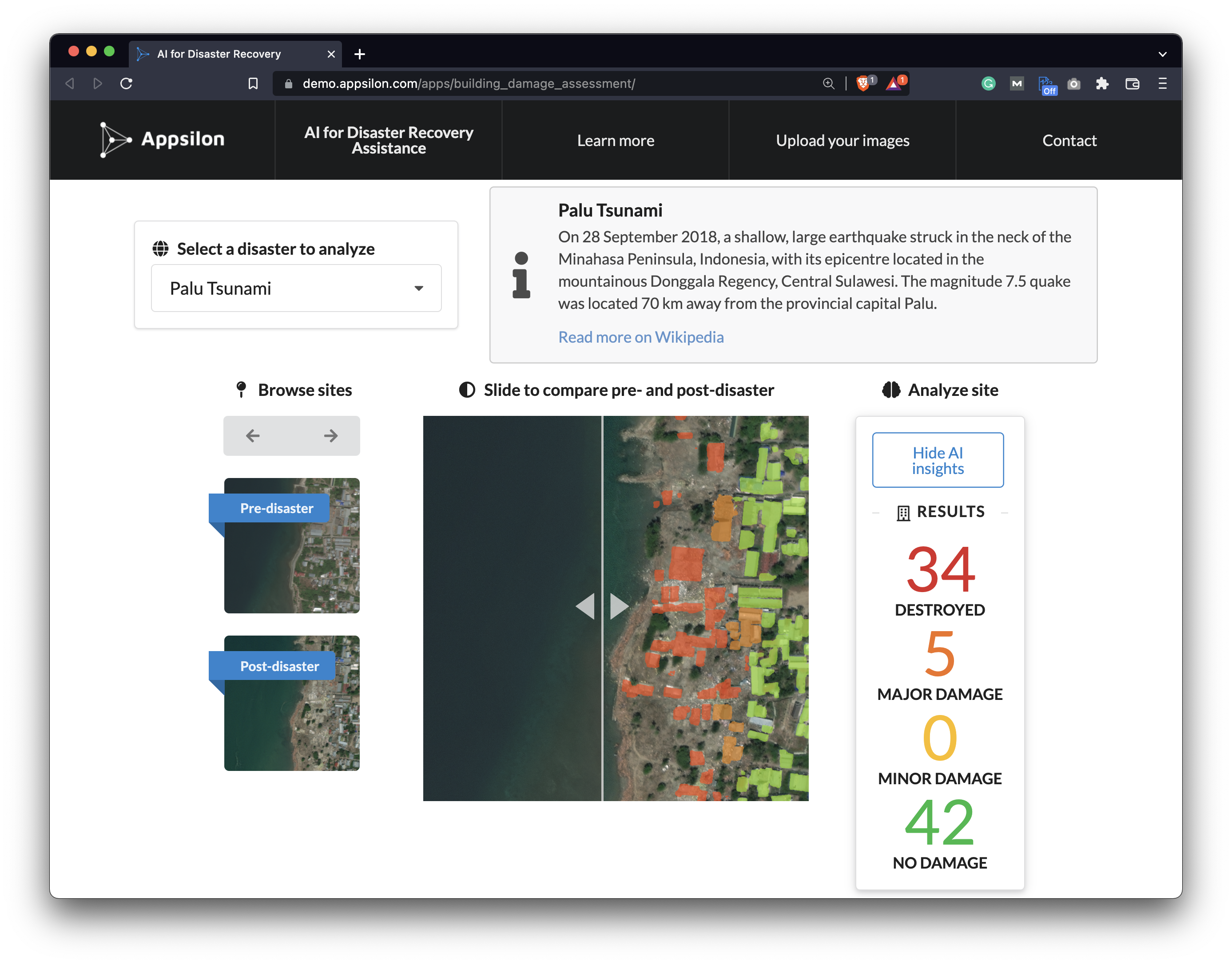 Appsilon’s AI for Disaster Recovery dashboard