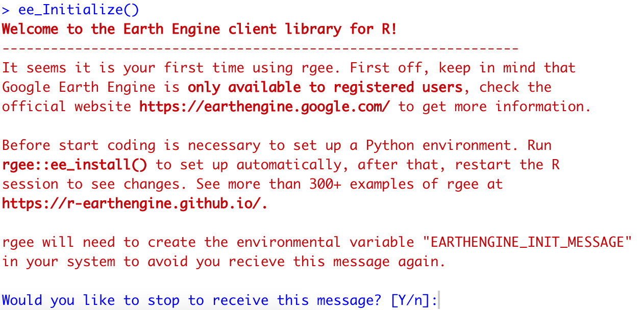 Image 2 - Initializing Python virtual environment for rgee