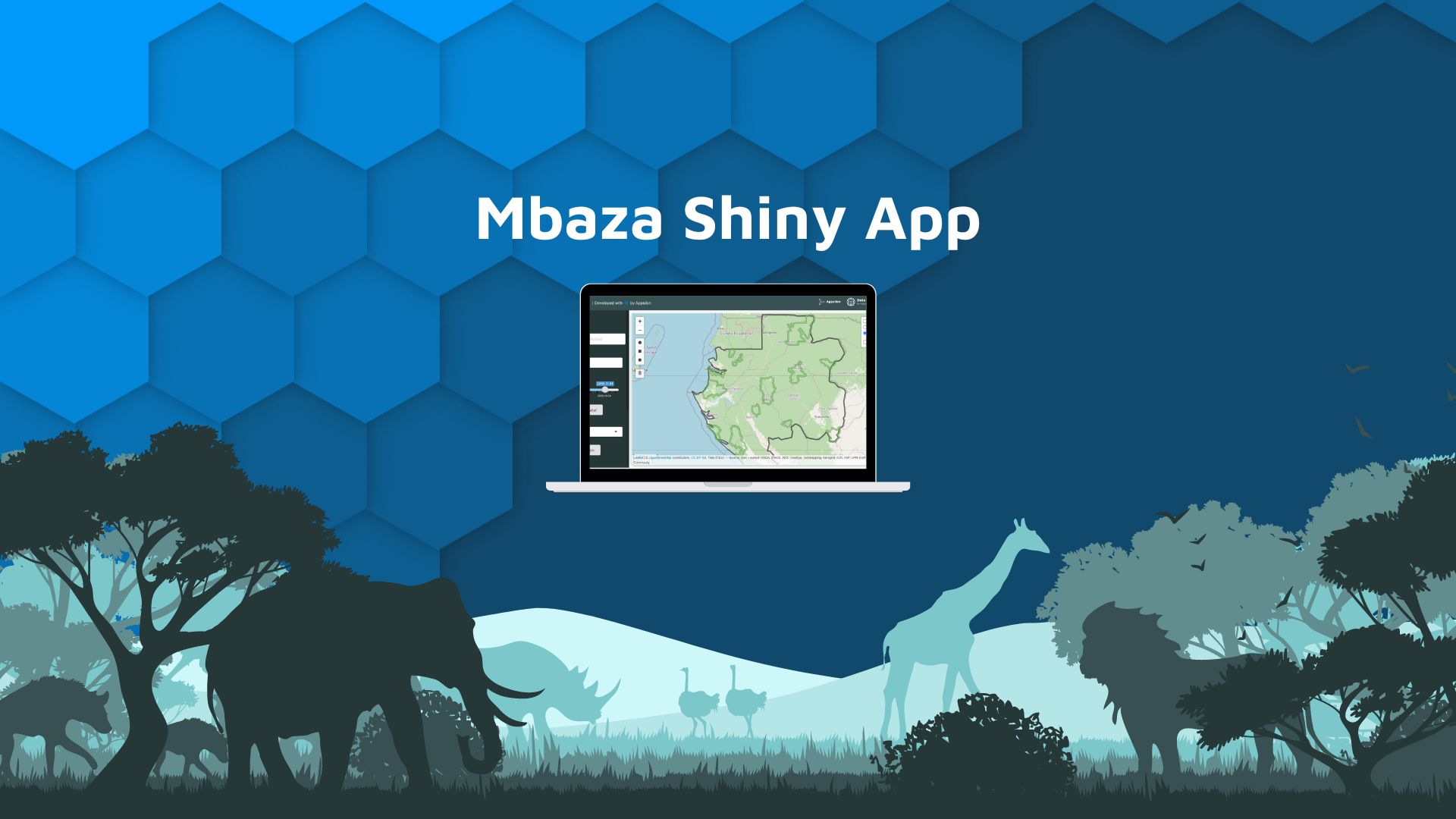 Mbaza Shiny App case study blog hero banner with white text, "Mbaza Shiny App" and dashboard screenshot