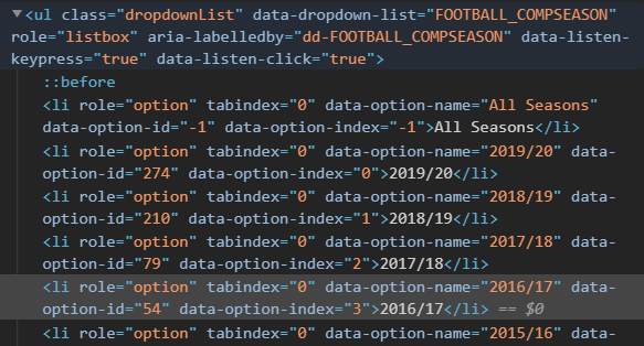 css seasons zoomed in for scraping with r selenium