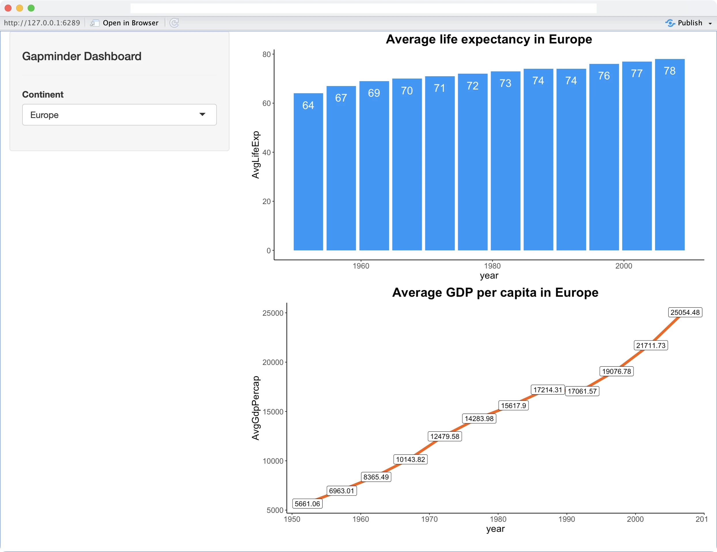 Image 1 - Gapminder R Shiny application